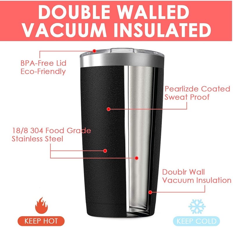 Deitybless 6 Pack 20 oz Stainless Steel Insulated Tumbler with Straw and Lid, Double Wall Travel Coffee Mug Vacuum Insulated Bulk Tumbler, Suitable for Vehicle Cup Holders(Assorted Colors) - Image 2